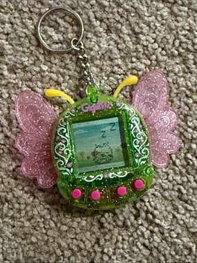 GigaPet Butterfly Virtual Pet Keychain - Green & Pink